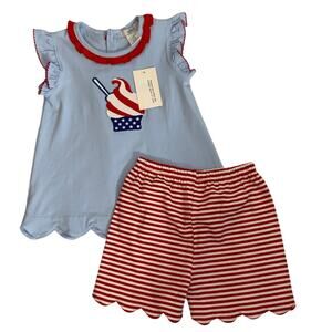 Ishtex Patriotic 2pc set size 4/4T 4th of July‎